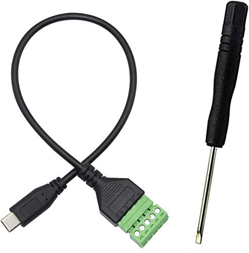 XMSJSIY USB Typ C Stecker zu 5-polige Schraube Lötloses Terminal | USB-C Anschlussblock Verbinder Lade und Datenübertragungs Adapter Steckverbinder Konverter Verlängerungsschirmkabel