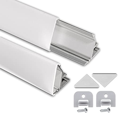 One-Bath Aluprofil 2m Am Stück I LED Eckprofil 45 Grad I Aluminiumprofil für Stripes I Lichtleiste I 1x2m