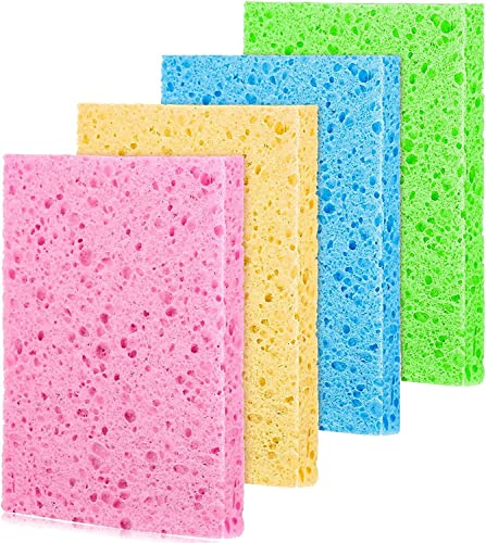 HOMESHOPA Cellulose Dish Sponge Wipes, 12 Pack Reusable Non-Scratch Cleaning Cloths, Super Absorbent Kitchen Sponges for Dishes, Surfaces & Daily Cleaning