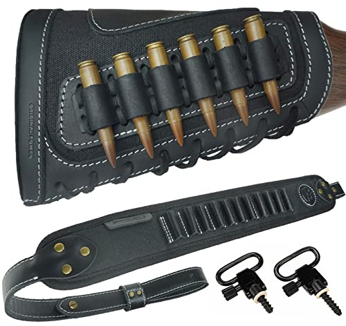 Gewehrtasche aus Leder, Munitionshalter und Gewehrschlinge, Patronenhalter für .308 .30-06, .45-70, 44Mag Henry 7 mm
