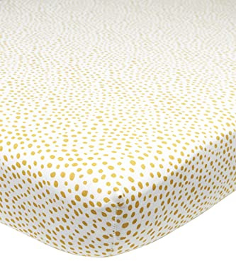 Meyco Baby Cheetah Spannbettlaken für das Kinderbett (Bettlaken aus 100% Jersey-Baumwolle, extra weich, atmungsaktiv, perfekte Passform durch Rundum-Gummizug, Größe: 70 x 140 cm), Honig Gold