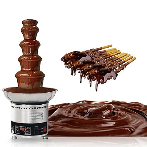 Fountain Machine for Kids, 5-Tiers 304 Stainless Steel Commerical Chocolate Fondue，Multiple Leak-Proof Technology，Perfect for Cheese, BBQ Sauce, Ranch