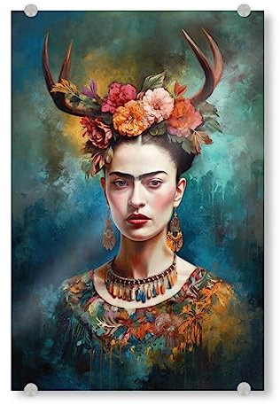 artboxONE Acrylglasbild 120x80 cm Floral Frida Floral Love - Bild wandbild Frida Kahlo