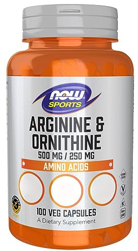 Now Foods L-Arginine & L-Ornithine, 100 Gélules Végétaliennes, Acides Aminés, Végétarien, Testé en Laboratoire, Sans Gluten, Sans Soja, Sans OGM