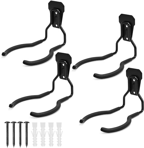 Heevir Garden Power Tool Hanger - 4Pcs Steel String Trimmer Holder Wall Mount, Grass Trimmer Organizer, Weed Eater Rack Garage Storage Hook for Weed Wacker, Leaf Blower and Other Lawn Equipment