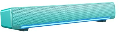 LCCEERD Barre de son éclairée PC, 3,5 mm Jack USB Haut-parleur avec stéréo 3D, Mini enceintes avec LED Lumière pour ordinateur, ordinateur portable, smartphone, tablette, MP3, MP4, TV (bleue)