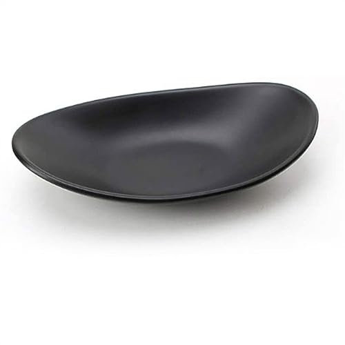 SLEEVE Assiettes 1 paquet assiette creuse ovale noir mat assiette à dîner cuisine Snack assiette fruits Dessert assiette Imitation porcelaine vaisselle Assiette de Service (Color : 18cm)