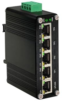 DEmbu Switch Industriale Gigabit Ethernet (Poe) a 5 Porte Mini Switch di Rete 10/100/1000Mbps Guida DIN/Montaggio a Parete 10 Gbps 12-48 V CC,B