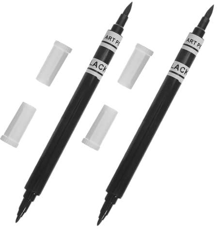 Lurrose Stylo Comestible Double Pointe pour Décorer Gâteaux et Biscuits en Fondant, Plastique Noir, 2Pcs, pour Pâtisserie et DIY Créatif