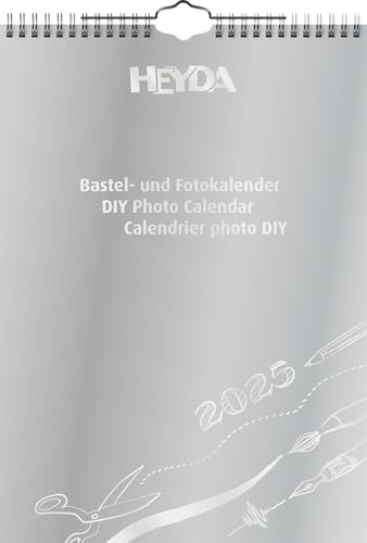 Heyda Bastel- und Fotokalender jahresgebunden (2025), 1 Blatt = 1 Monat, A4, silberfarben