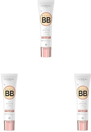 L'Oréal Paris Getönte Tagescreme, Für 24h Feuchtigkeit und einen ebenmäßigen Teint, Magic BB Teint Optimierer, Nr. 02 Light (Hell), 1 x 30 ml (Packung mit 3)