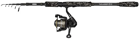 Mitchell Tanager G2 Telespin Combo | Caña Telescópica Portátil y Carrete para Pesca en Agua Dulce | Arrastre Suave | Principiantes y Pescadores Intermedios | Negro, 2.40m Caña, 2000 Carrete
