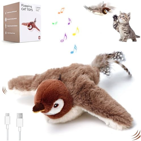 Audasi Uccellino Volante per Gatti, Uccellino per Gatti Che Si Muove Ricaricabile Giocattolo per Gatti Bird Chase Gioco Gatto Uccellino Che Vola per Gatto Interno Inseguire Mordere Masticare