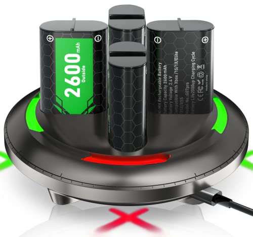 Rechargeable Battery Pack for Xbox One/X box Series X|S,4 X 6240mWh (4 X 2600mAh) Xbox Series X Controller Battery Pack, Rechargeable Xbox Controller Battery Pack with Charger for Xbox One/One S