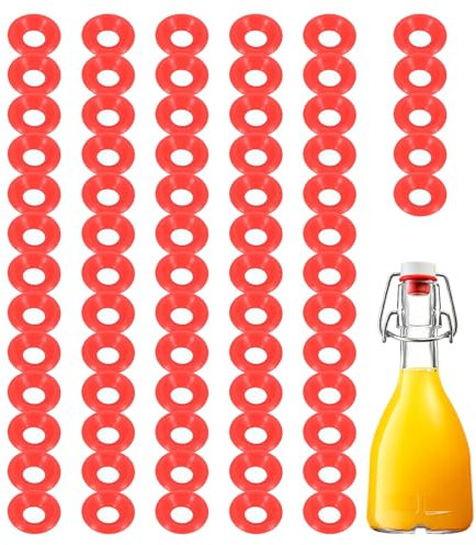 sourcing map Silicone Rubber Gaskets Washer, 50 Pcs Leak-proof Seal Gasket Replacements for Swing Flip Bottle Hat Shaped Swing Top Washers Home Brew Beer Soda Bottle Sealing
