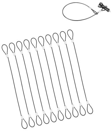 KGDUYC Pack of 12 Wire Rope with Eyelets, 2mm Stainless Steel Wire Rope, Black