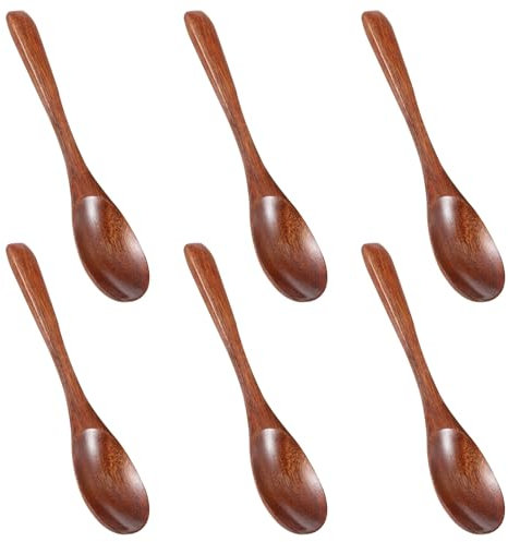 Abeillo Honiglöffel Nanmu 6 Stück, 15 cm Große Teelöffel aus Holz, Natürlicher Honiglöffel aus Holz für Kaffee, Tee, Eis, Würzen, Mischen und Rühren