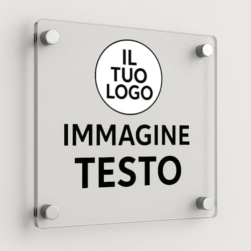 Mr Pubblicità - Targa Personalizzata Plexiglass Personalizzata, Stampata con Logo Testo o Immagine, Insegna, Cartello, Targhetta (Quadrato 20 cm)