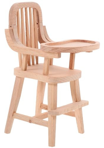 KICHOUSE Dollhouse Miniatur Hochstuhl Aus Holz Adorable Hochstuhl Modell Für Puppenhäuser Als Spielzeugzubehör Für Junge Mädchen Nicht Lackiert Realistische Gestaltung