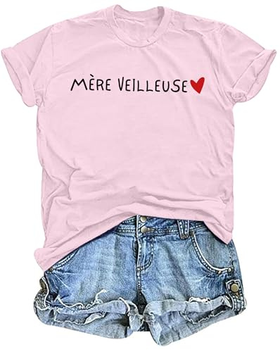 tiorhooe Mère Veilleuse Tee Shirt Maman Fête des Mères Cadeau T-Shirt