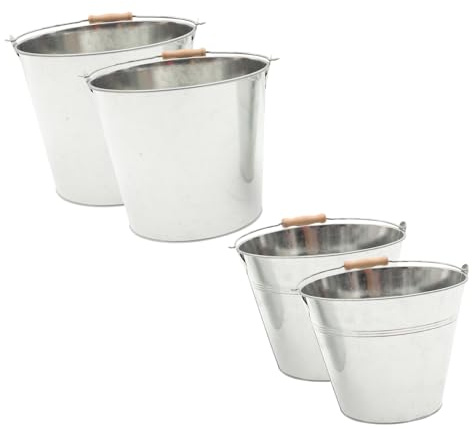 Healifty 2pcs Large Capacity Iron Fireplace Ash Buckets Firewood Charcoal Holders Metal Body Suitable for BBQ Grill and Coal Storage