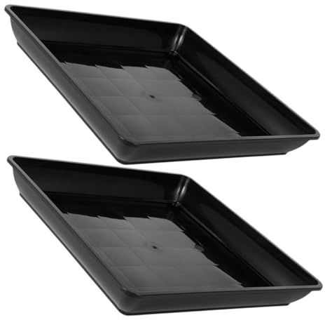 Warmhm 2pièces Soucoupe Rectangulaire Plastique pour Grande Plante Bac Récupérateur Eau Plateau de Drainage avec Égouttoir Intégré