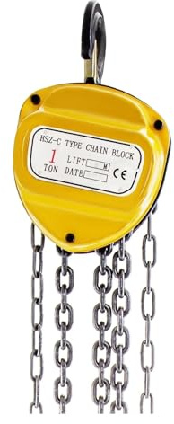 Chain Block Hoist, Manual Chain Block 1 Ton Yellow 6m Chain with 1m Lifting Rope