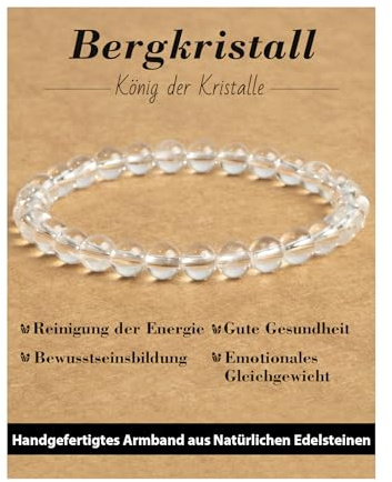 Landorilo Heilstein Armband für Damen Herren 6mm, 31 Natursteinarten | Echte Naturstein Perlen, Perlenarmband für Chakren, Personalisierte Geschenke für Sie & Energiekarten,Inklusive Ersatzperlen