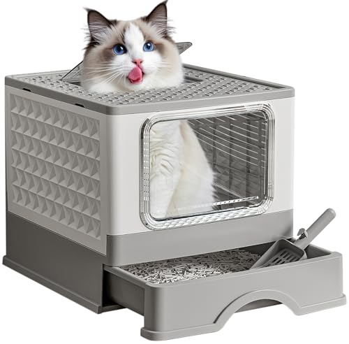 ASONINE Lettiera Gatto Chiusa per Gatti Grandi, XXL, Antiodore e Spaziosa, Design a Cassetto, Antiodore, Lettiera per Gatti Grandi, Facile da Pulire con Coperchio Vassoio Estraibile
