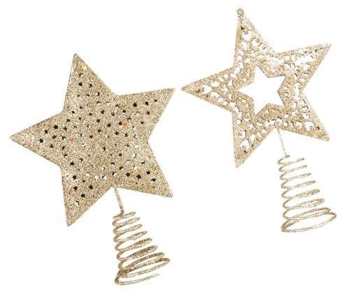 TOYZFRIENDY 2pezzi Stelle Per Alberi Di Natale Eleganti Decorazioni Forma Di Stella Dorata Squisiti Puntelli Per Albero