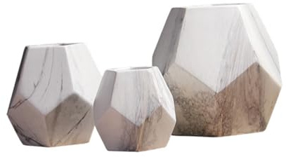 Vaso in Ceramica Effetto Marmo, Bianco, Taglia S per Decorazione | Porcellana, Forma a Vaso, Design Elegante, per Composizioni Floreali e Verde Artificiale, Decorazione Casa