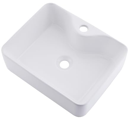 19 Inch Above Counter Bathroom Sinks - Jshozzy 19x15 White Vessel Sink Rectangle Porcelain Bathrooms Vessel Sink(Sink Only)