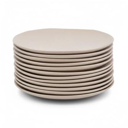 CASASELECCION - Juego de 12 platos de postre de melamina en color beige. Resistentes y ligeros, ideales para uso diario. Diámetro 20 cm. Apto para lavavajillas. No apto para microondas