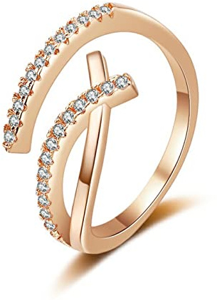 Ayoiow Vorsteckring Gold Damen, Unendlichkeit Offen Labordiamant Hochzeitsring Gold 585, 14K Gelbgold