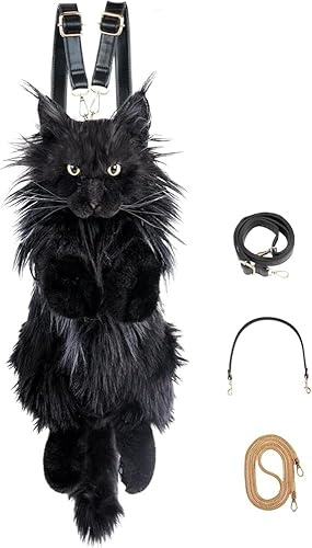 Realistischer Plüsch-Rucksack in Katzenform, Niedlicher Und Weicher Rucksack in Katzenform Mit Abnehmbaren Trägern, Ausreichend Platz Für Schlüssel, Geldbörse Und Kosmetika, Geschenk Für Mädchen
