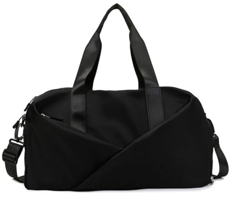 SSDH Borsone da Palestra Uomo Donna,Borsa Sportivo con Scomparto per Scarpe e Tasche Bagnate Impermeabili,Borse da Viaggio Borsone Weekend Duffel Donna per Sport Fitness Piscina (Nero)