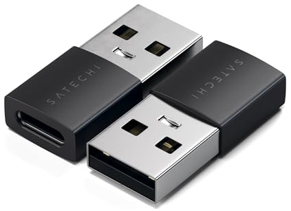 SATECHI USB-A auf USB-C Adapter, 2er-Pack, Schwarz | Schnelle Datenübertragung und Laden, kompatibel mit CarPlay und USB-C-Geräten