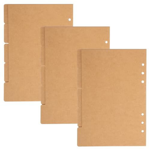 Thinp 15 Blätt Kraftpapier Ordner Trennblätter, 21 x 15 cm 6 Löcher A5 Register A5 Registerblätter Ordner Trennblätter Blanko Papier Index Teiler für Notizbuch Loseblatt Personal Organizer