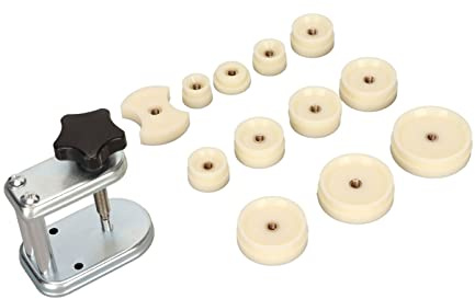 Rosvola Set di Presse per Orologi in Metallo Ad Alta Precisione per Strumento di Riparazione Orologi, Molle di Compressione, Vite in Metallo, per Cambiare Batterie, Custodie di Chiusura, 12 Stampi
