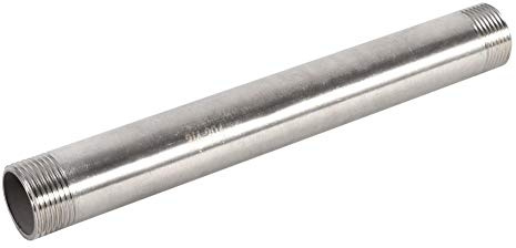 1pc 200mm Edelstahlrohr SS304 BSP Rohrdoppelnippel Außen Gewindefitting Rohrverbinder 1/4, 1/2, 3/4, 1 Gewinderohr (dn20*200mm=3/4)
