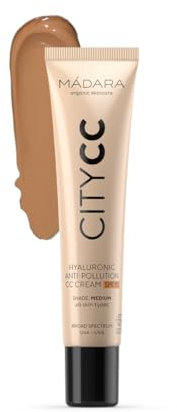 MÁDARA CC Cream Colour Corrector - Anti-Pollution CC Cream Foundation SPF15 MEDIUM BEIGE - 40ml, With hyaluronic acid & mineral UVA/UVB sunscreen, Lightweight natural colour, COSMOS Natural certified