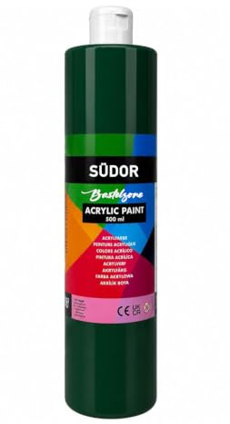 SÜDOR ACRYLFARBE 500 ml - Geeignet für Acryl-Pouring. Hochpigmentierte Künstler-Malfarben zum Bemalen auf Holz, Leinwand, Stein, Papier, Stoff, Metall. Wasserfest. Vegan. (Grün (Dunkelgrün))