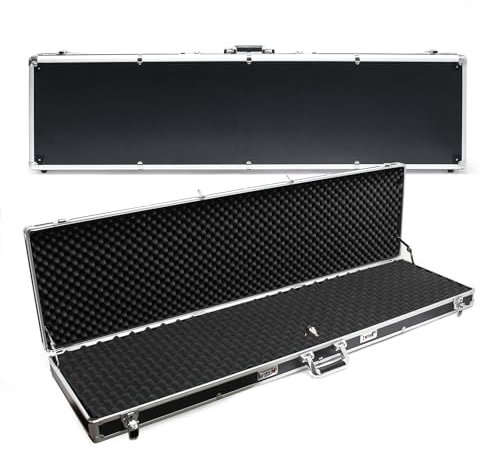 Wiltec Waffenkoffer verschließbar, 134x36x11cm, Gewehrkoffer aus Aluminium, Pistolenkoffer mit Zahlenschloss und Schlüssel