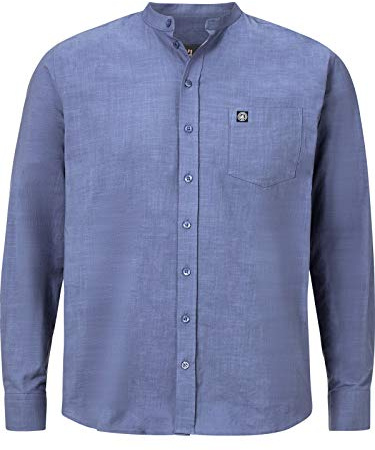 Jan Vanderstorm herrskjorta kallu-skjorta med ståkrage| ren bomull | storlek L – 7XL, blå, XXL
