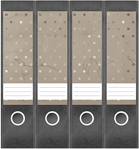 Etiketten für Ordner | Bronze Muster Punkte | 4 breite Aufkleber für Ordnerrücken | Selbstklebende Design Ordneretiketten Rückenschilder