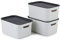 Jive Dekobox Juego de 3 cajas de almacenamiento de 5l con tapa, Plástico (PP reciclado), blanco/antracita, 3x5l (26.5 x 18.5 x 13.2 cm)