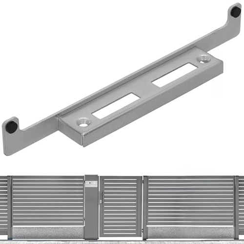 KOTARBAU® Schließblech für Gartentor, Toranschlag, Anschlagblech 32 cm | für Pforten, Winkelschließblech zum Anschrauben, Lappenschließblech für Holz- & Metalltüren, Stahl, Silber