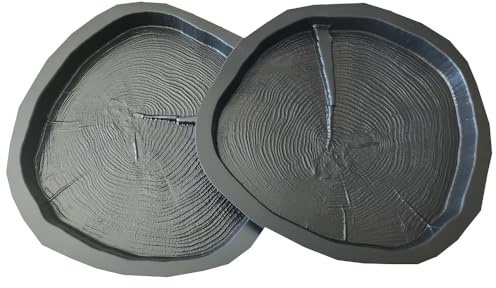 FHONYX 2 Stück Gießform Pflasterform Schablone für Beton 38x34x3cm, Bodenbelag Platten, schalungsformen, Baumstamm, Gartendekoration, Der Querschnitt Nachahmung Holzmaserung DIY Gehweg Pflastersteine