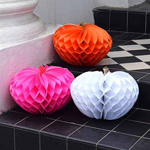 Sprechende Tische Kürbis Dekorationen Halloween Party | Rosa, orange und weiße Papierwaben | Für Haustür, Tisch, Herbstdeko, Thanksgiving