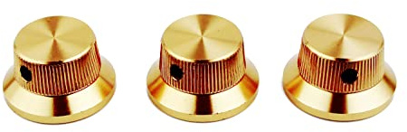 Guyker E-Gitarre Bass Control Potentiometer Knöpfe, Hat Top Metall Lautstärkeregler Ersatzteile (3 Stück, Gold)